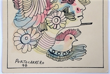 RENE PORTOCARRERO INK & WATERCOLOR ON PAPER 1978