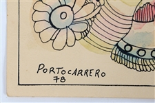 RENE PORTOCARRERO INK & WATERCOLOR ON PAPER 1978