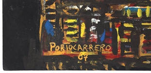RENE PORTOCARRERO TEMPERA ON BOARD CATHEDRAL 1967