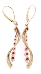 14K YELLOW GOLD RUBY & DIAMOND DROP EARRINGS