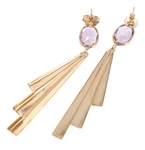 14K YELLOW GOLD AMETHYST DROP EARRINGS 