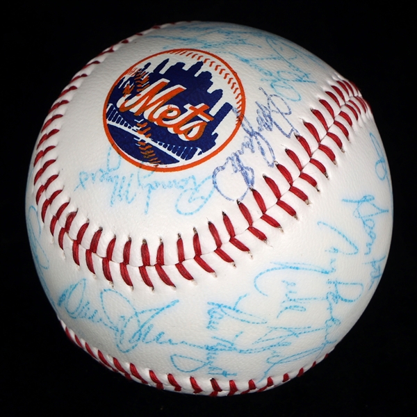 1986 NEW YORK METS WORLD SERIES TEAM AUTOGRAPH BASEBALL