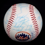 1986 NEW YORK METS WORLD SERIES TEAM AUTOGRAPH BASEBALL