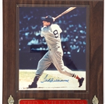 TED WILLIAMS AUTOGRAPHED PHOTO & STATS DISPLAY PLAQUE
