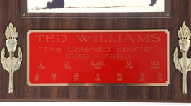 TED WILLIAMS AUTOGRAPHED PHOTO & STATS DISPLAY PLAQUE