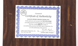 TED WILLIAMS AUTOGRAPHED PHOTO & STATS DISPLAY PLAQUE