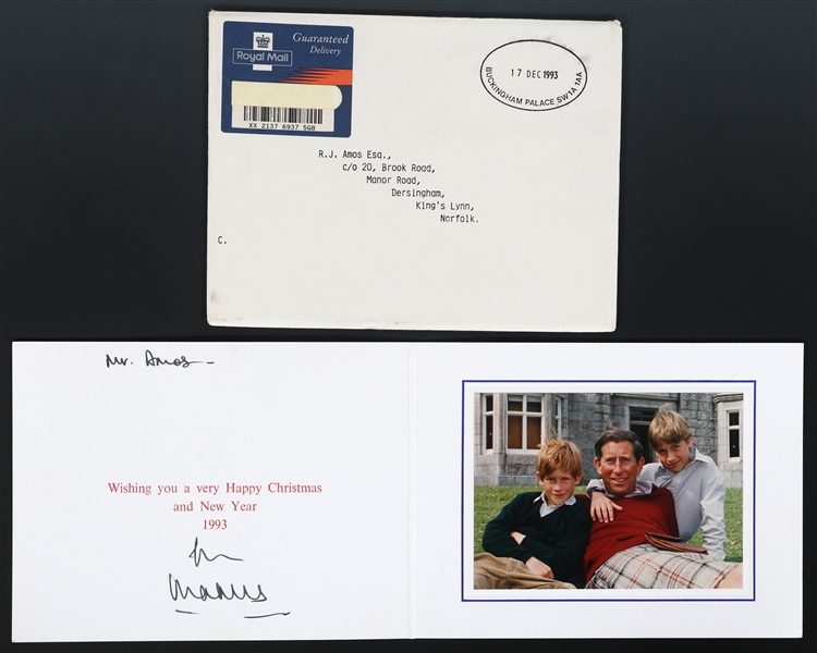 1993 KING CHARLES III SIGNED CHRISTMAS CARD