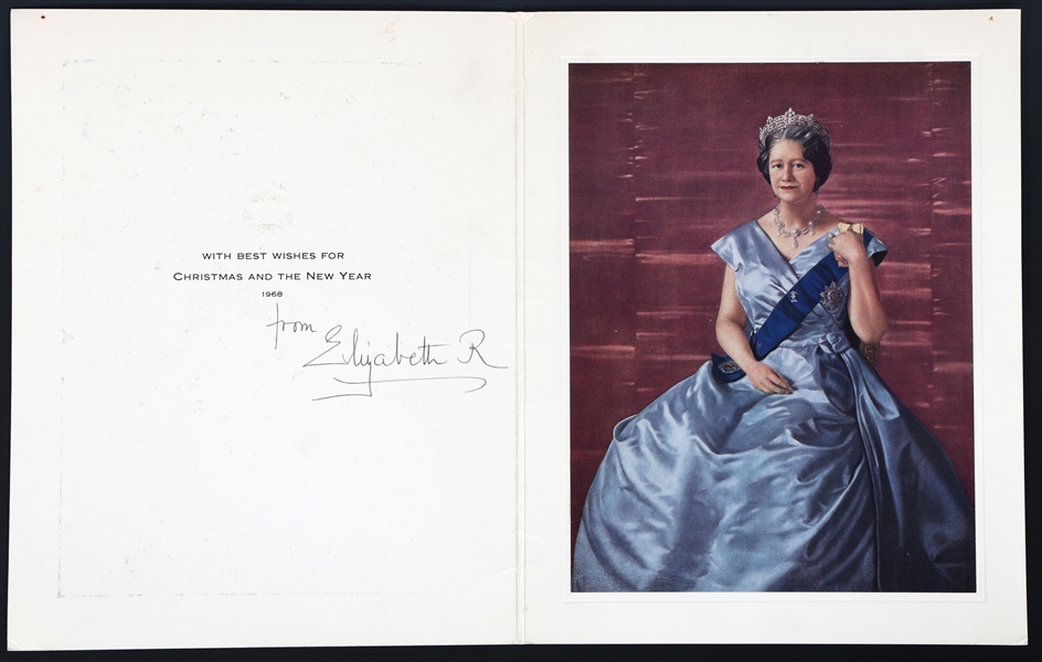 1968 ELIZABETH QUEEN MOTHER SIGNED CHRISTMAS CARD