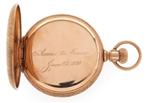 LADIES WALTHAM 14K GOLD CASE POCKET WATCH 