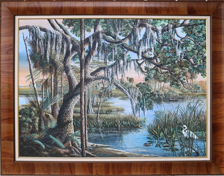DANIEL BUTLER OIL ON CANVAS FLORIDA WETLAND SCENE