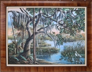 DANIEL BUTLER OIL ON CANVAS FLORIDA WETLAND SCENE
