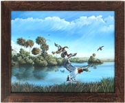 DANIEL BUTLER OIL ON CANVAS FIRST VISITORS PAINTING