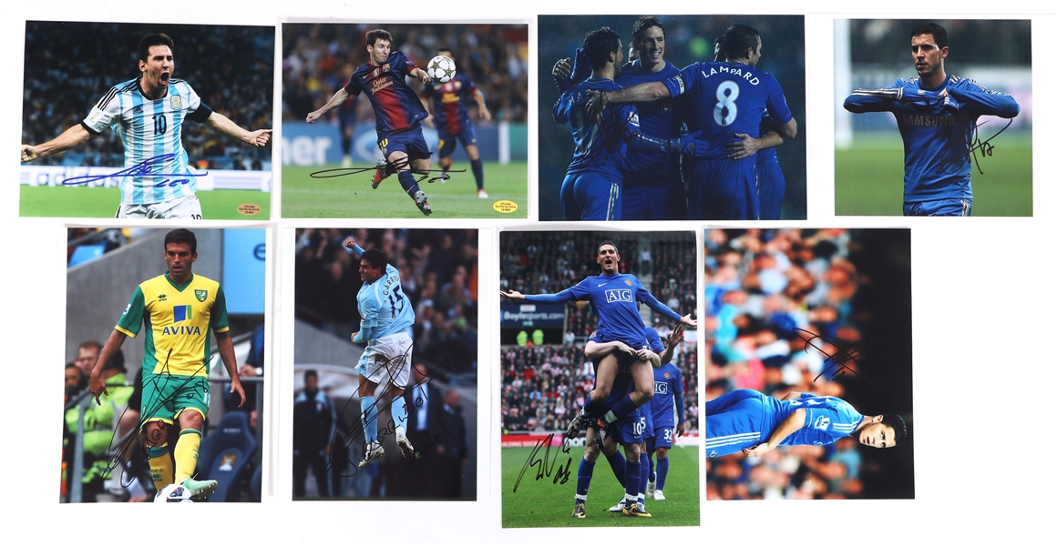 SOCCER SIGNATURES - MESSI, HAZARD, MACHEDA, & GARRIDO 