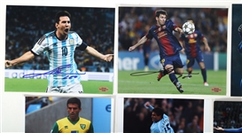 SOCCER SIGNATURES - MESSI, HAZARD, MACHEDA, & GARRIDO 