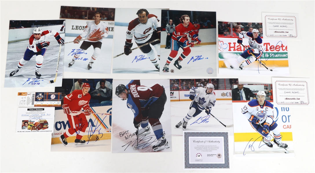 HOCKEY AUTOGRAPHS - LAFLEUR, MCDAVID, & DUCHENE 