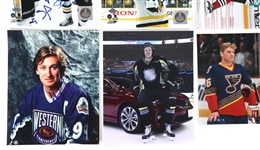 HOCKEY AUTOGRAPHS - GRETZKY, HULL, & JOHANSEN 