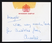 KING CHARLES III SIGNED CARD TO PRINCESS MARGARET