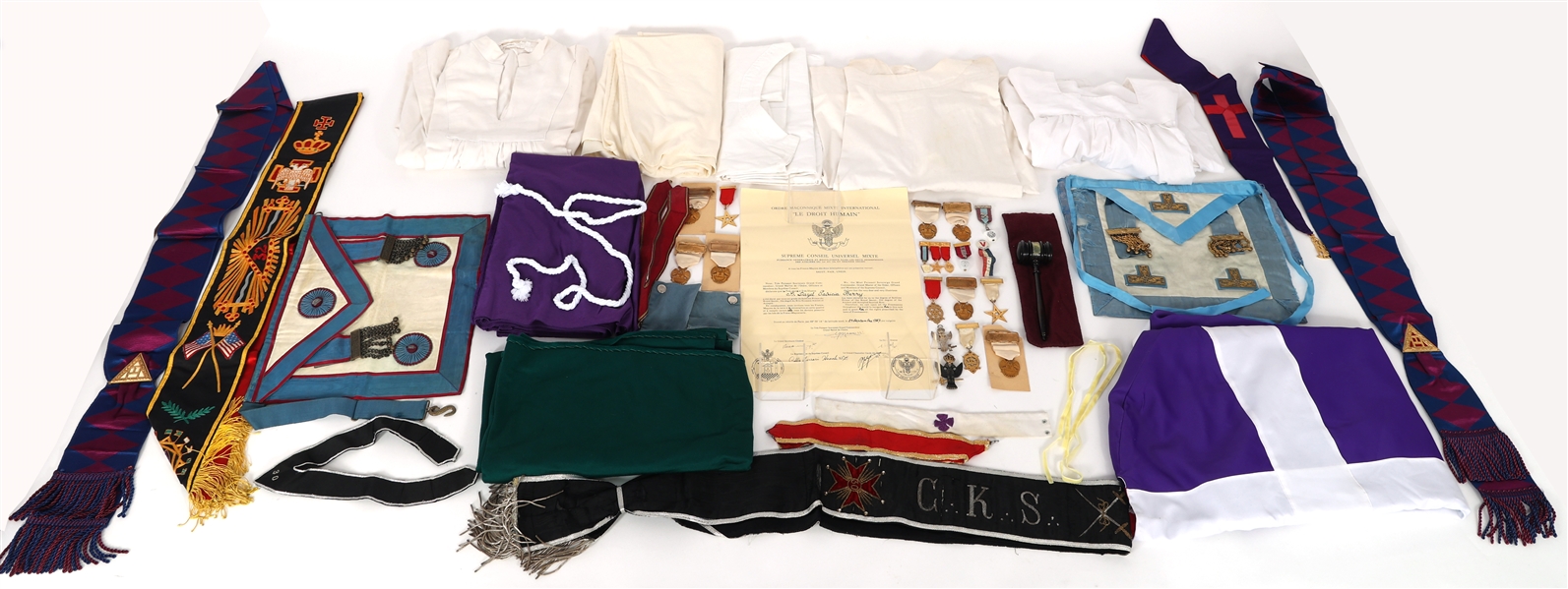 20th C. MASONIC LE DROIT HUMAIN NAMED GROUPING
