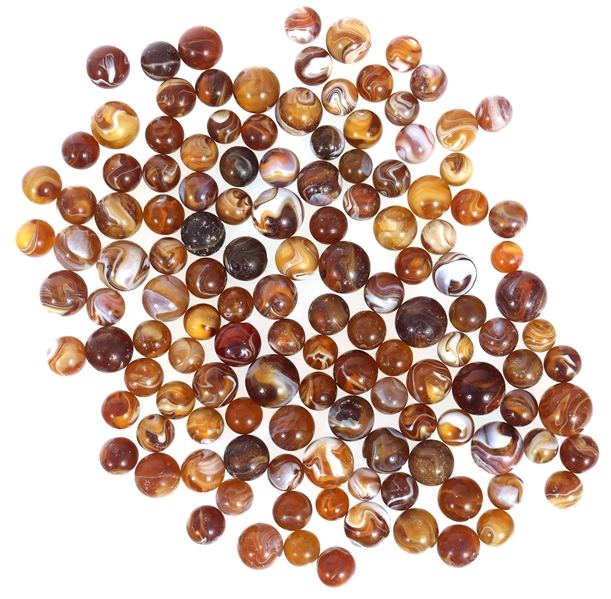 EARLY 20th C. AMBER SLAG GLASS MARBLES 