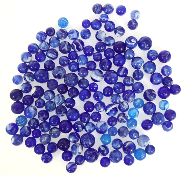 EARLY 20th C. BLUE SLAG GLASS MARBLES