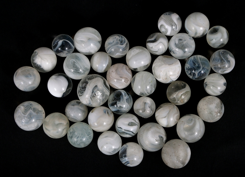 EARLY 20th C. CLEAR WHITE SLAG GLASS MARBLES