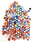 EARLY 20th C. RED, BLUE, & GREEN SLAG GLASS MARBLES