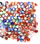 EARLY 20th C. RED, BLUE, & GREEN SLAG GLASS MARBLES