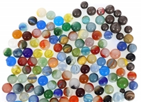 EARLY 20th C. GLASS MARBLES - CLEARIES, CATS EYE & MORE