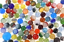 EARLY 20th C. GLASS MARBLES - CLEARIES, CATS EYE & MORE