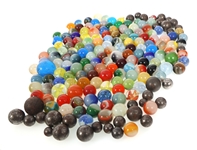 EARLY 20th C. GLASS MARBLES - CLEARIES, CATS EYE & MORE