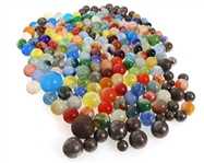 EARLY 20th C. GLASS MARBLES - CLEARIES, CATS EYE & MORE