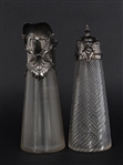 ART NOUVEAU SILVERPLATE & CRYSTAL CLARET JUGS 