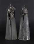ART NOUVEAU SILVERPLATE & CRYSTAL CLARET JUGS 