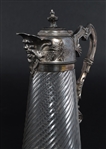 ART NOUVEAU SILVERPLATE & CRYSTAL CLARET JUGS 