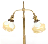 QUEZAL ART GLASS DOUBLE TABLE LAMP