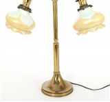 QUEZAL ART GLASS DOUBLE TABLE LAMP