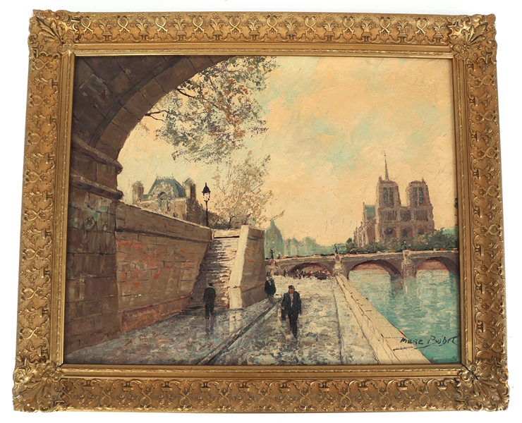 PIERE BOBET PARISIAN STREET SCENE OIL ON CANVAS