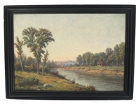EARLY 20th C. OIL ON BOARD LANDSCAPE PAINTING - SIGNED