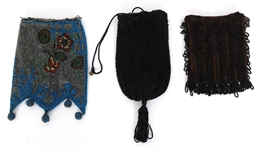 DRAWSTRING MICROBEADED HANDBAGS