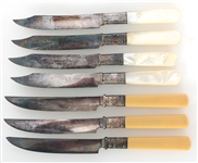 MOTHER OF PEARL & COMPOSITE STERLING ACCENT KNIVES