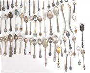 SILVER PLATED SOUVENIR SPOONS & ASSORTED FLATWARE