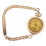 LADIES ELGIN GOLD FILLED CASE POCKET WATCH W/ WRISTBAND