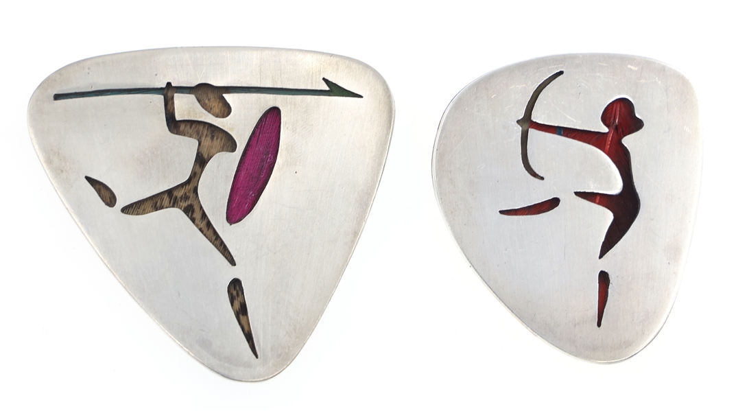LOS CASTILLOS LA PLUMA TAXCO MODERNIST SILVER BROOCHES