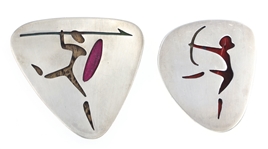 LOS CASTILLOS LA PLUMA TAXCO MODERNIST SILVER BROOCHES