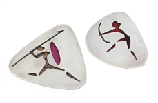 LOS CASTILLOS LA PLUMA TAXCO MODERNIST SILVER BROOCHES