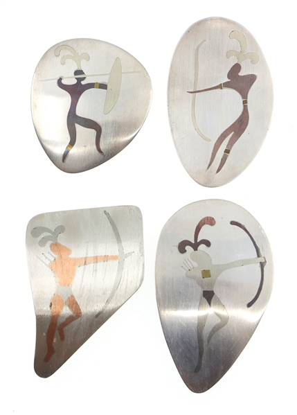 LOS CASTILLOS TAXCO MEXICO MODERNIST STERLING BROOCHES