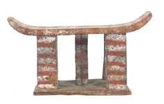 AFRICAN CARVED WOOD STOOLS & BOWL
