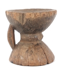 AFRICAN CARVED WOOD STOOLS & BOWL