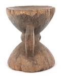 AFRICAN CARVED WOOD STOOLS & BOWL