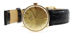 MENS MOVADO KINGMATIC 14K GOLD CASE WRISTWATCH